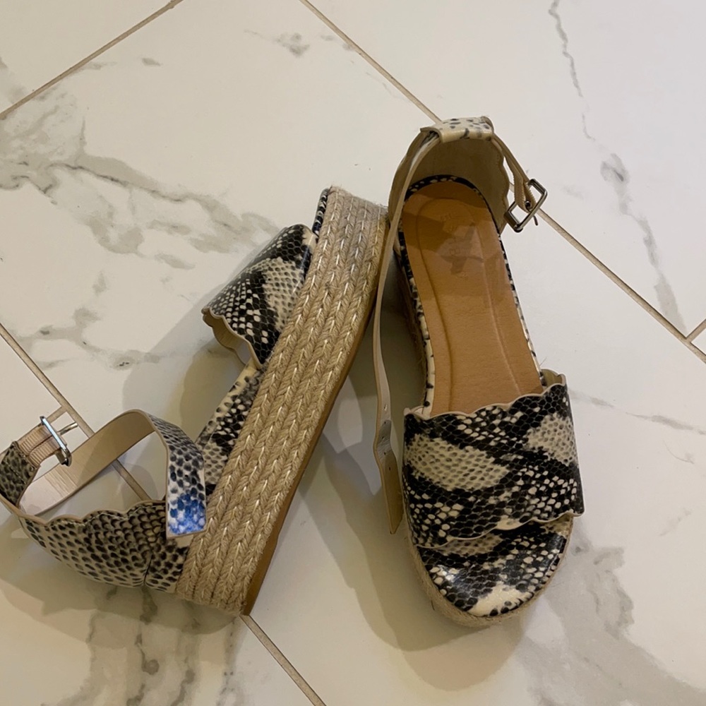 Snake Skin platform wedge espadrilles